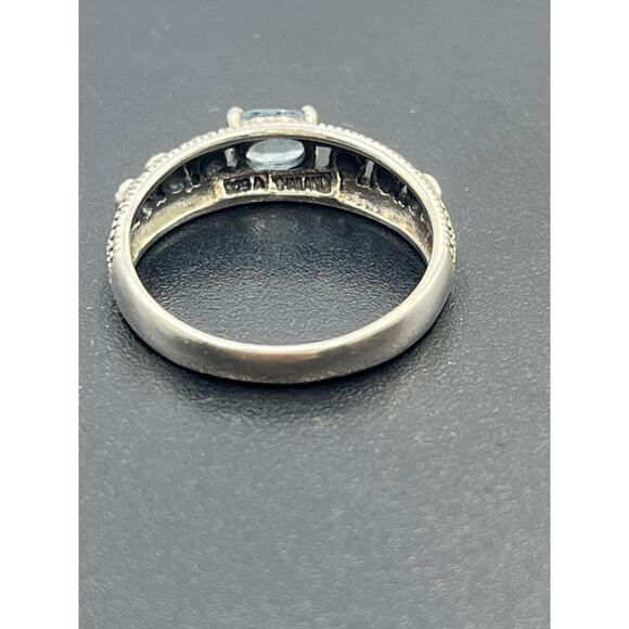 Alwand Vahan AV Signed Sterling Silver Blue Topaz Marcasite Dotted Ring Size 8 - Picture 11 of 12